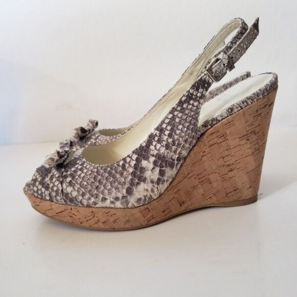 Stuart Weitzman Wedges Snake Skin Print Size 9.5 M - Picture 4 of 11